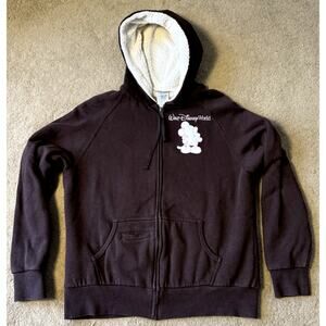 Mickey Mouse Walt Disney World Hoodie Zip Up Jacket Fleece Lined Size Large